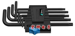 967 L/9 TORX® HF Keys Set with holding function, BlackLaser